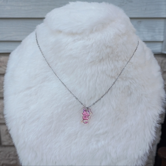 2/$10 Pokemon Espeon Kawaii Handmade Stainless Steel Acrylic Charm Necklace - Picture 2 of 5